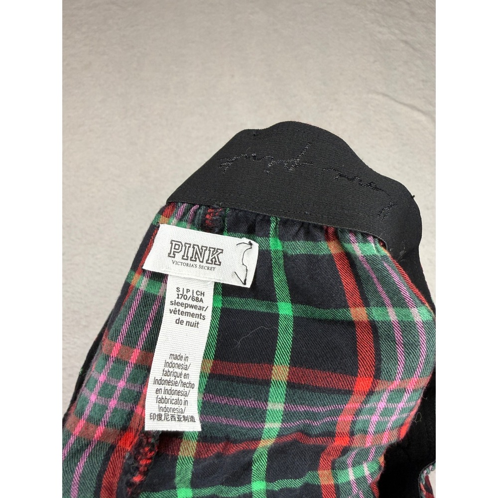 Victorias Secret PINK Plaid Pajama Shorts Red Green Gold Logo Sleepwear Small - Picture 6 of 6